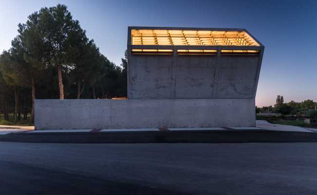 The emblematic Tanatorium for greeting the dead caressed by a mystical light